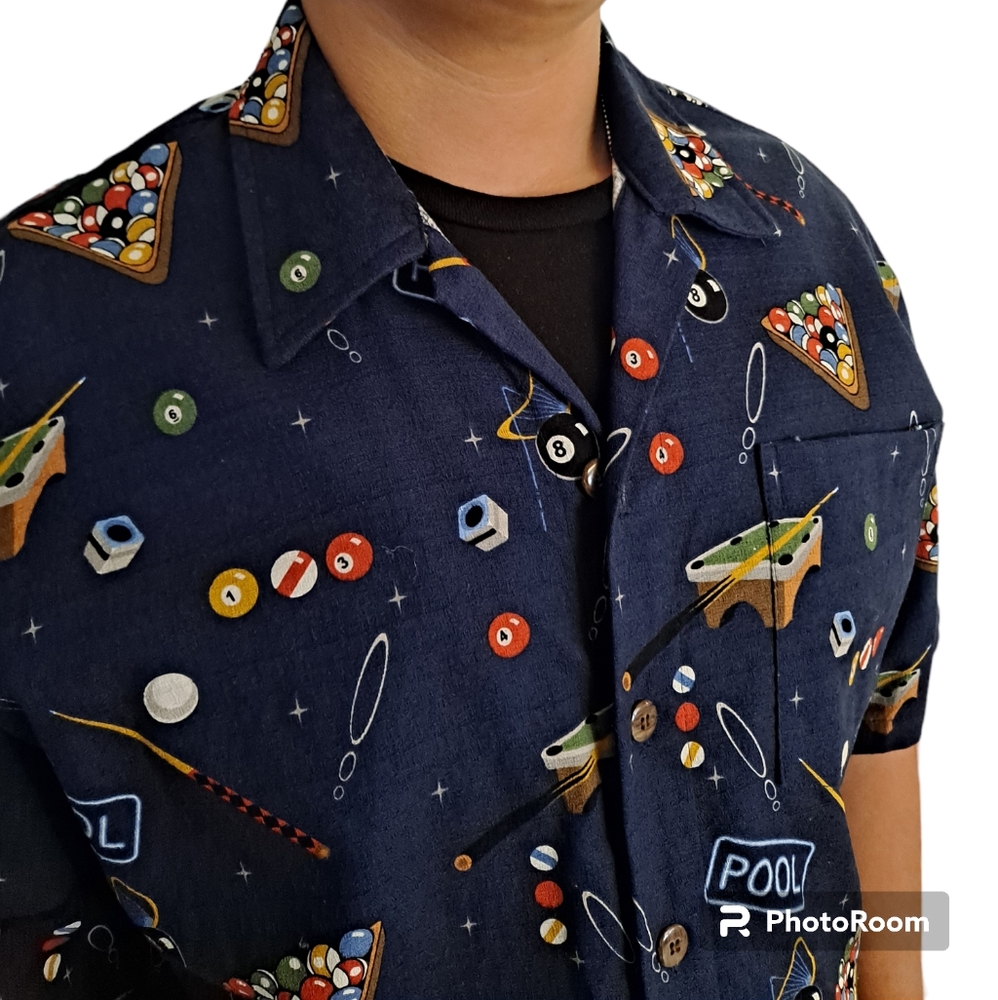 D'em Crazy Pool button down shirt/top
